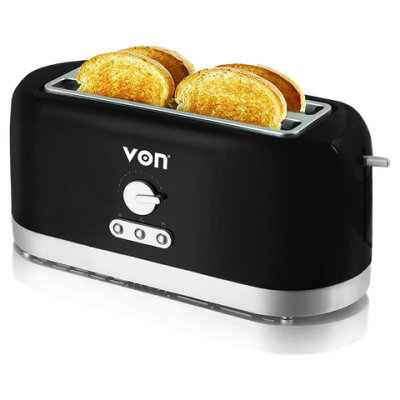 Von VSTP04MVK 4 Slice Toaster - Black