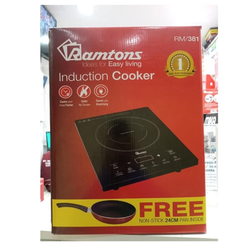 Ramtons RM/381 Induction Cooker + Free 24cm Non-Stick Pan – Black - Image 2